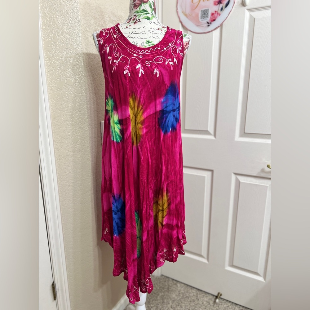 Vibrant Sleeveless Tie-Dye Dress